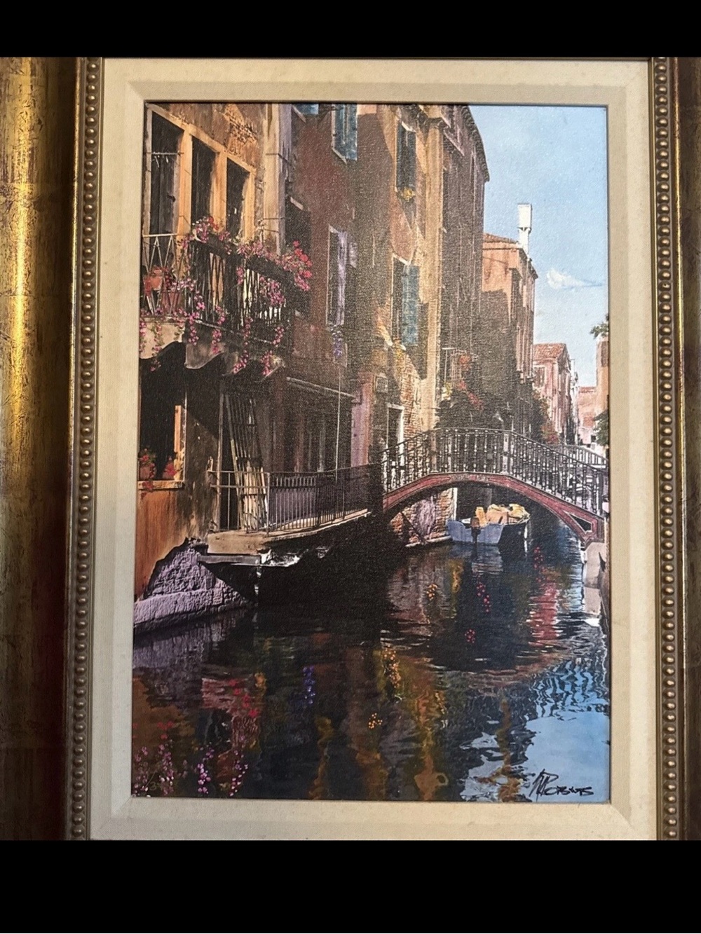Martin Roberts CANAL WITH REFLECTIONS signed Giclee canvas framed